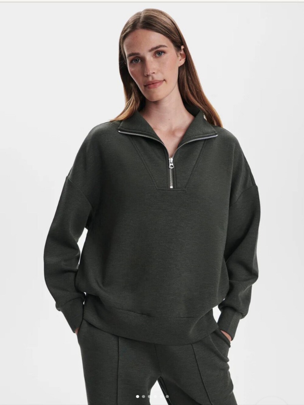 Varley Hawley Half Zip Sweatshirt Small Olive Marl